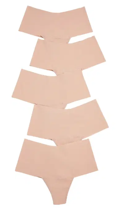 Hanky Panky Breathe High Rise Thong 5 Pack Taupe | Thumbnail 6