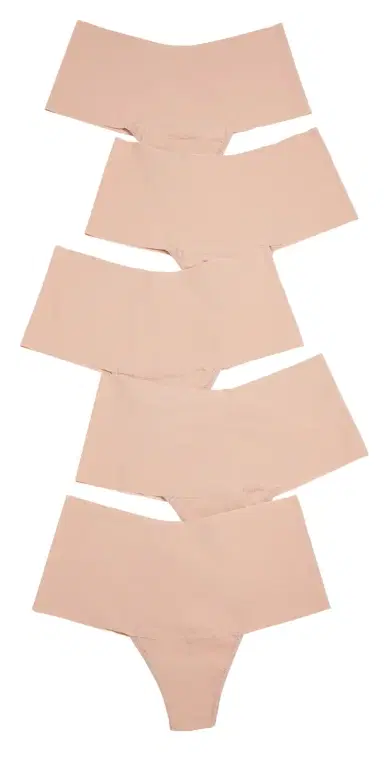 Hanky Panky Breathe High Rise Thong 5 Pack Taupe | Thumbnail 1
