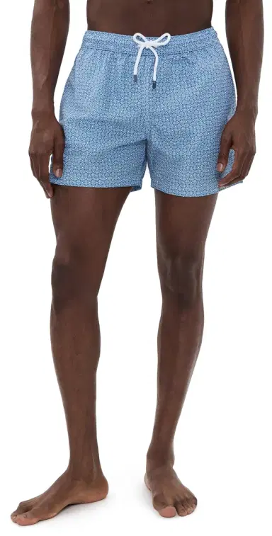Fedeli Madeira Swim Trunks 5 Navy Circular Print | Thumbnail 1 Fedeli Madeira Swim Trunks 5 Navy Circular Print | Thumbnail 1