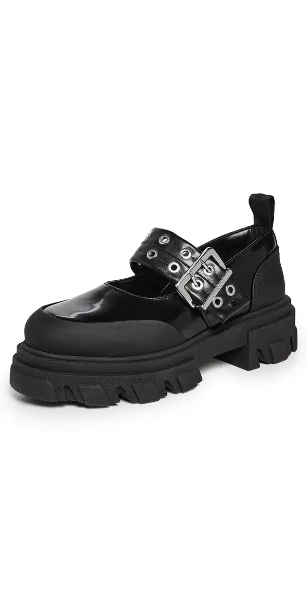 Cleated Ballerina Box Oleatex Mary Janes Black