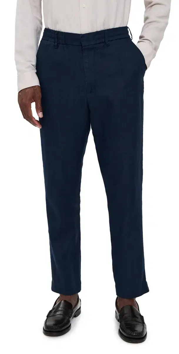 Billie Drawstring Linen Pants  Navy Blue