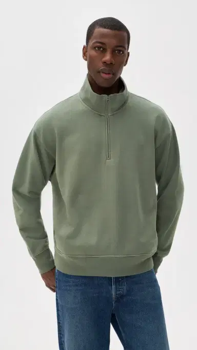 Madewell Quarter Zip Pullover Olive Slate | Thumbnail 2
