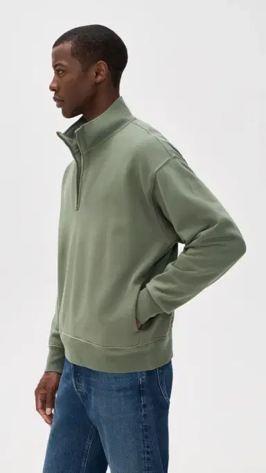 Madewell Quarter Zip Pullover Olive Slate | Thumbnail 4