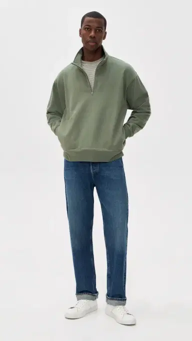 Madewell Quarter Zip Pullover Olive Slate | Thumbnail 5