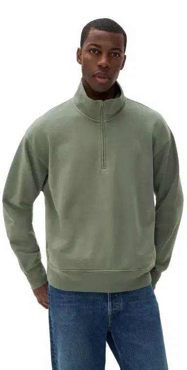 Madewell Quarter Zip Pullover Olive Slate | Thumbnail 1
