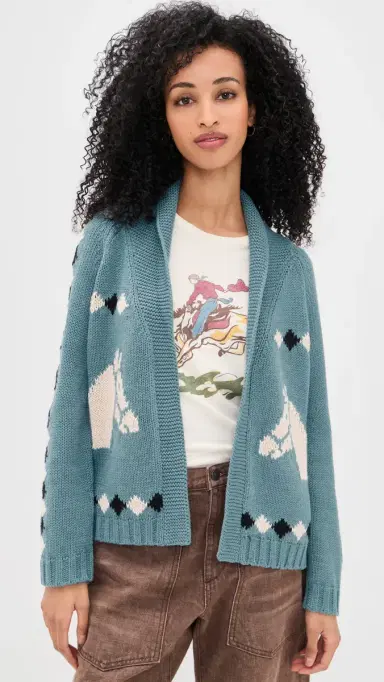 THE GREAT. The Stable Lodge Cardigan Blue Bell | Thumbnail 2 THE GREAT. The Stable Lodge Cardigan Blue Bell | Thumbnail 2