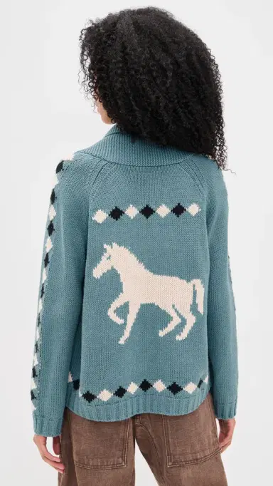 THE GREAT. The Stable Lodge Cardigan Blue Bell | Thumbnail 3 THE GREAT. The Stable Lodge Cardigan Blue Bell | Thumbnail 3