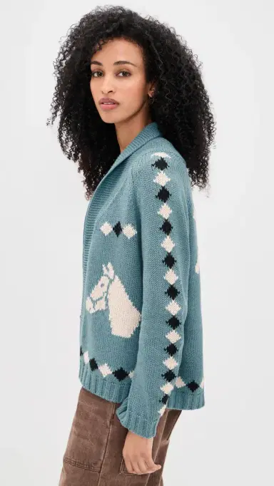 THE GREAT. The Stable Lodge Cardigan Blue Bell | Thumbnail 4 THE GREAT. The Stable Lodge Cardigan Blue Bell | Thumbnail 4