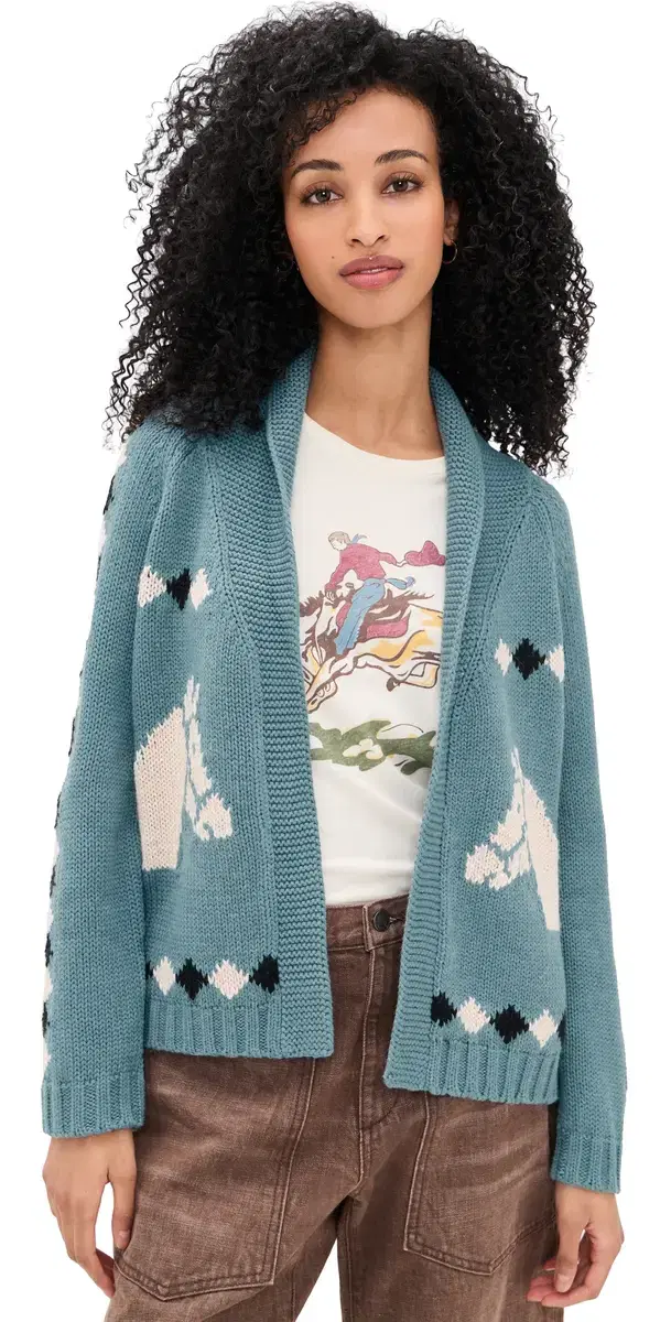 THE GREAT. The Stable Lodge Cardigan Blue Bell