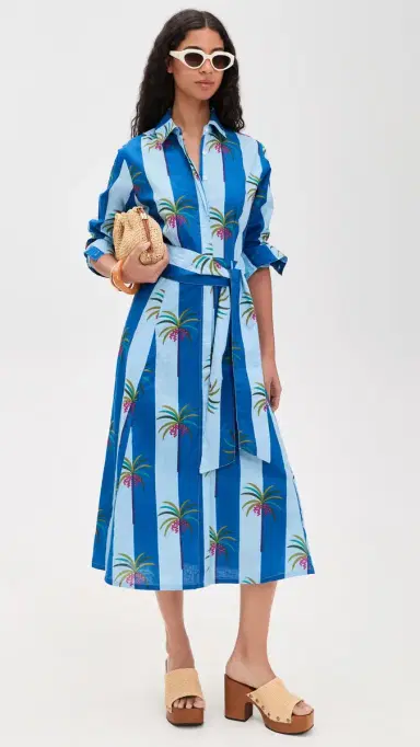 Guadalupe Design Luciana Palm Dress Blue | Thumbnail 5 Guadalupe Design Luciana Palm Dress Blue | Thumbnail 5