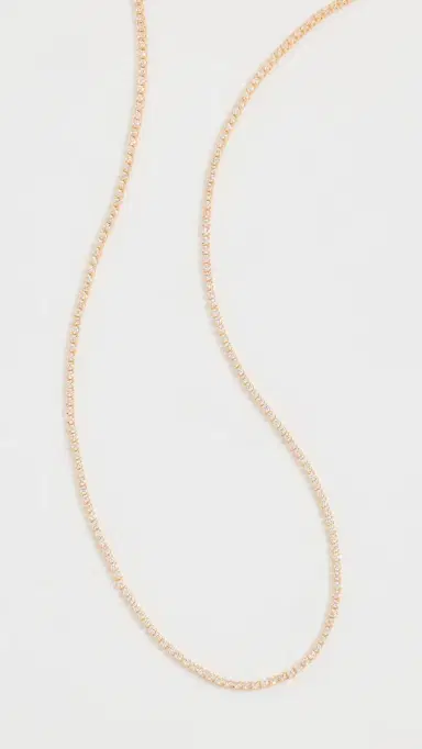 SHASHI Micro Teeny Tiny Tennis Necklace Gold One Size | Thumbnail 2