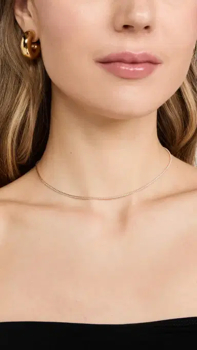SHASHI Micro Teeny Tiny Tennis Necklace Gold One Size | Thumbnail 3