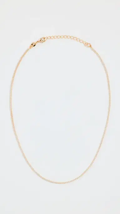 SHASHI Micro Teeny Tiny Tennis Necklace Gold One Size | Thumbnail 4
