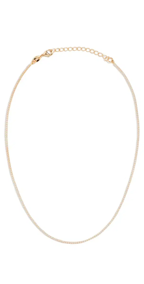 Micro Teeny Tiny Tennis Necklace Gold One Size