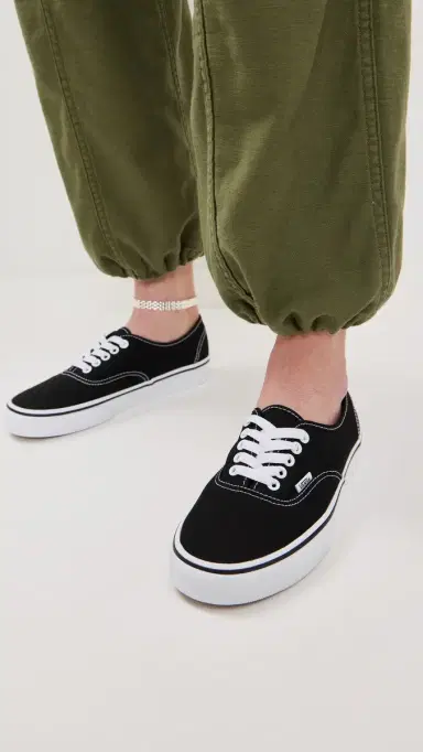Vans Authentic Unisex Sneakers Black/White M 14 | Thumbnail 3