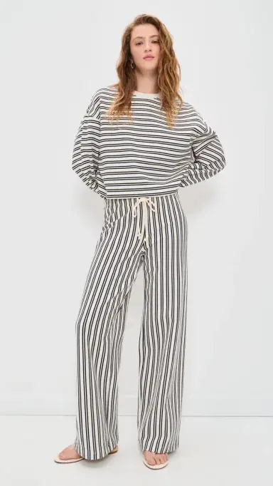 Velvet Amelise Trousers Natural/Navy | Thumbnail 5 Velvet Amelise Trousers Natural/Navy | Thumbnail 5