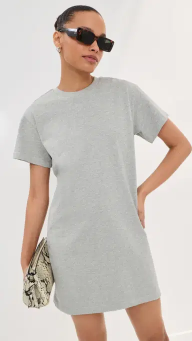 LE BOP Dory T-Shirt Mini Dress Heather Grey | Thumbnail 2
