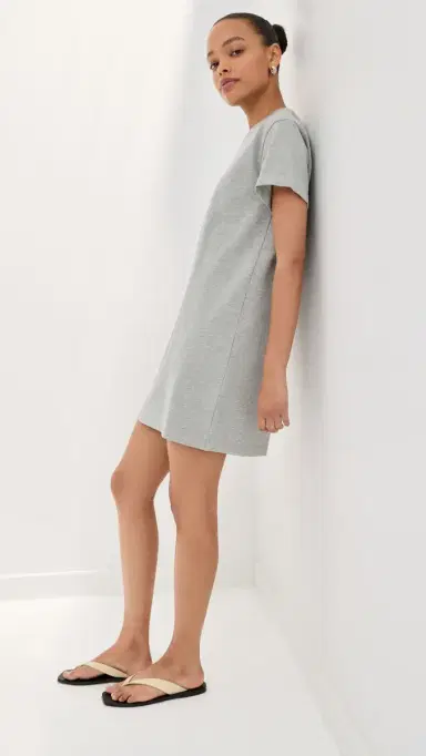 LE BOP Dory T-Shirt Mini Dress Heather Grey | Thumbnail 4