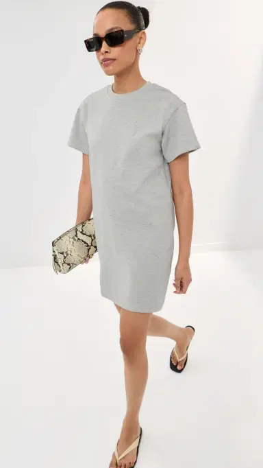 LE BOP Dory T-Shirt Mini Dress Heather Grey | Thumbnail 5