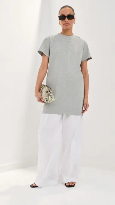 LE BOP Dory T-Shirt Mini Dress Heather Grey | Thumbnail 6