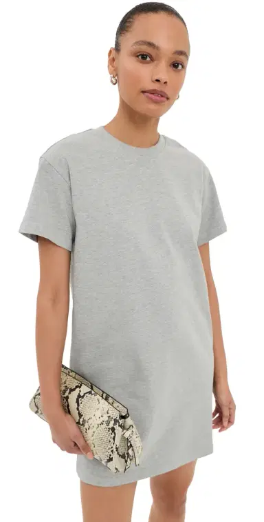 LE BOP Dory T-Shirt Mini Dress Heather Grey | Thumbnail 1