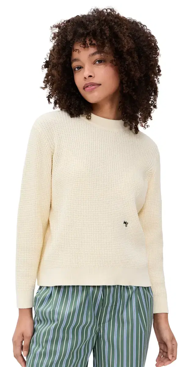 HOMMEGIRLS Waffle Knit Pullover Cream