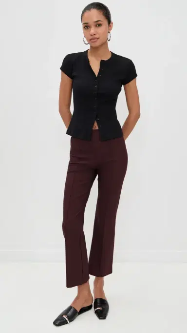 Vince Niki Mid Rise Crop Flare Pant Oxblood | Thumbnail 5 Vince Niki Mid Rise Crop Flare Pant Oxblood | Thumbnail 5