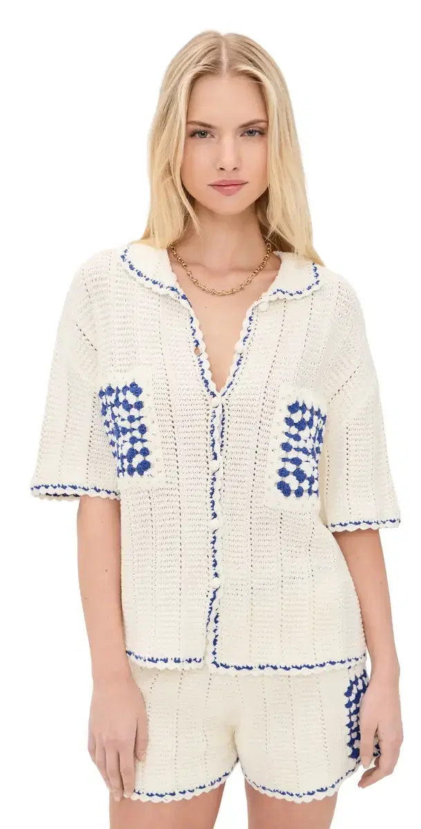 Avalon Crochet hirt White/Blue