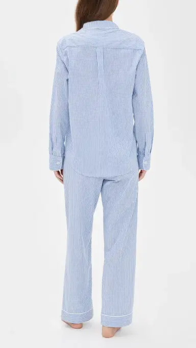 Petite Plume French Blue eersucker Pajama Set Blue | Thumbnail 3