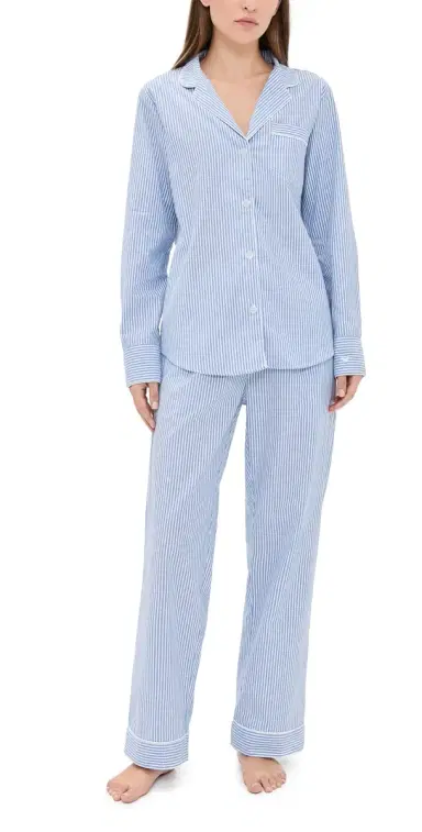 Petite Plume French Blue eersucker Pajama Set Blue | Thumbnail 1