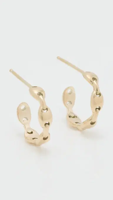 Zoë Chicco 14k Gold Small Mariner Hard Link Huggies 14k Yellow Gold One Size | Thumbnail 2