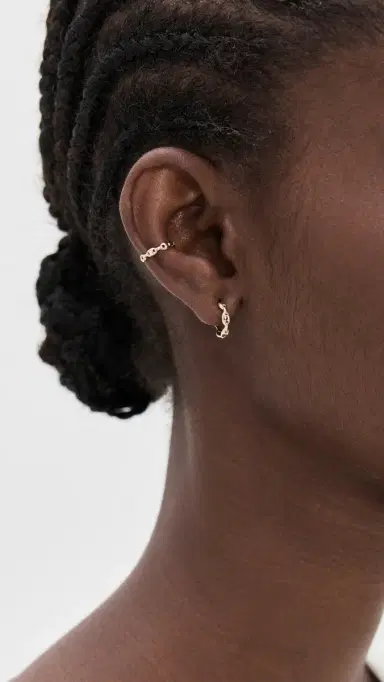 Zoë Chicco 14k Gold Small Mariner Hard Link Huggies 14k Yellow Gold One Size | Thumbnail 3