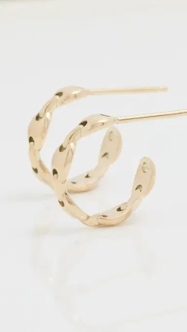 Zoë Chicco 14k Gold Small Mariner Hard Link Huggies 14k Yellow Gold One Size | Thumbnail 4