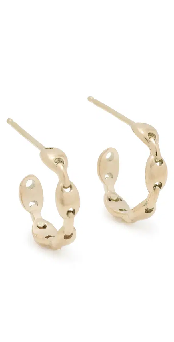 Zoe Chicco 14k Gold Small Mariner Hard Link Huggies 14k Yellow Gold One Size
