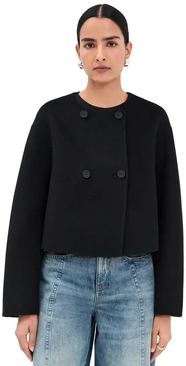 Sablyn Floren Cropped Double Breasted Coat Black