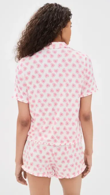 Hill House Home The Paige Pajama Set Doily Heart/Pink | Thumbnail 3 Hill House Home The Paige Pajama Set Doily Heart/Pink | Thumbnail 3