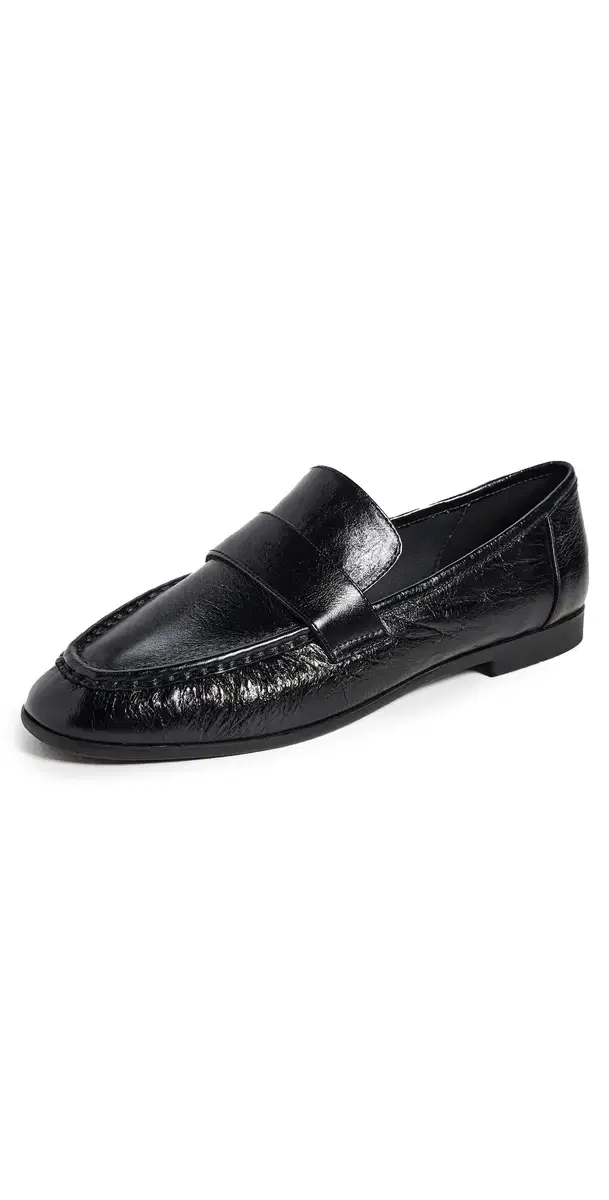 Black Suede Studio Arrow Loafers Black Crinkle Leather