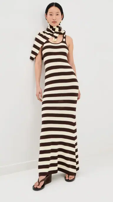 Monse Back Knot Knitted Maxi Dress Teak/ | Thumbnail 2 Monse Back Knot Knitted Maxi Dress Teak/ | Thumbnail 2