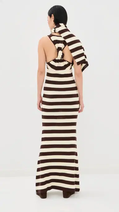 Monse Back Knot Knitted Maxi Dress Teak/ | Thumbnail 3 Monse Back Knot Knitted Maxi Dress Teak/ | Thumbnail 3