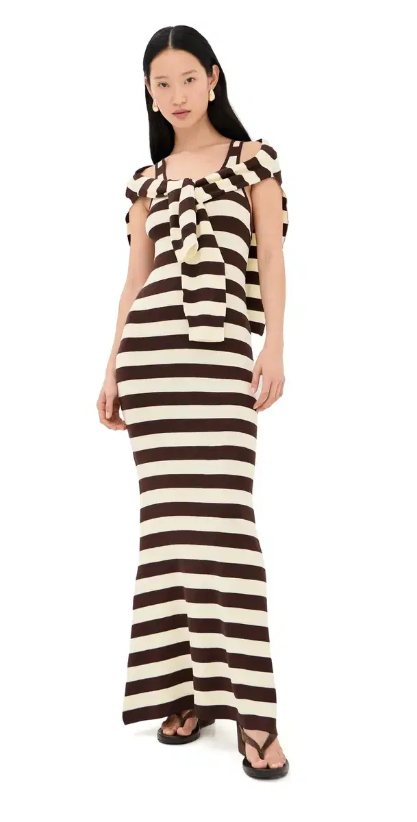 Back Knot Knitted axi Dress Teak/