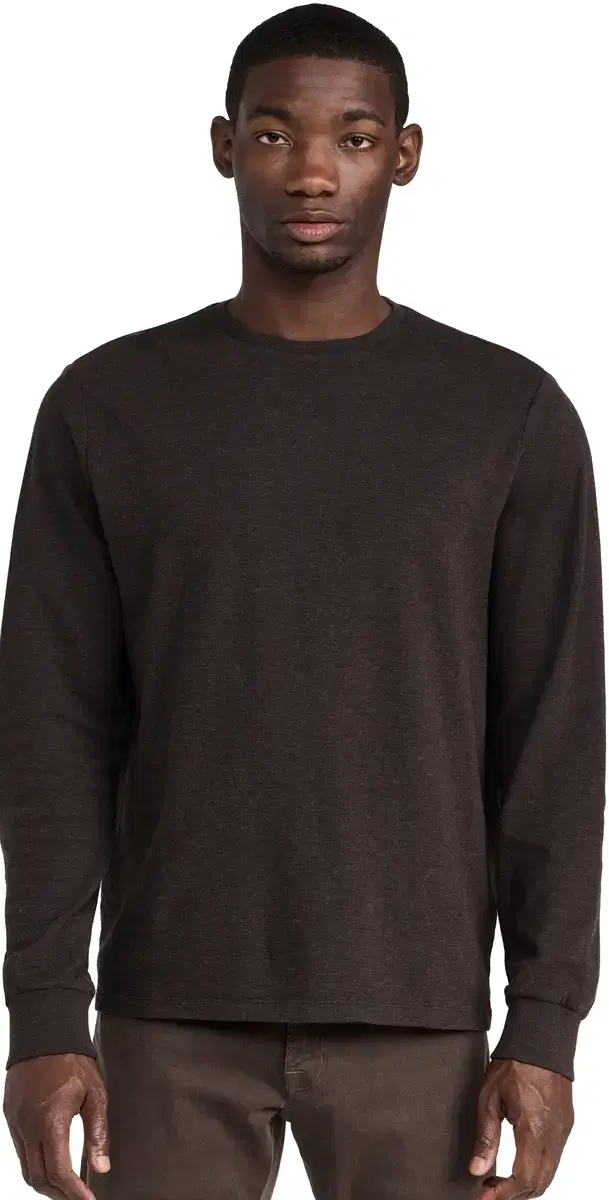 Duo Fold ong Sleeve Crew Heather Espresso