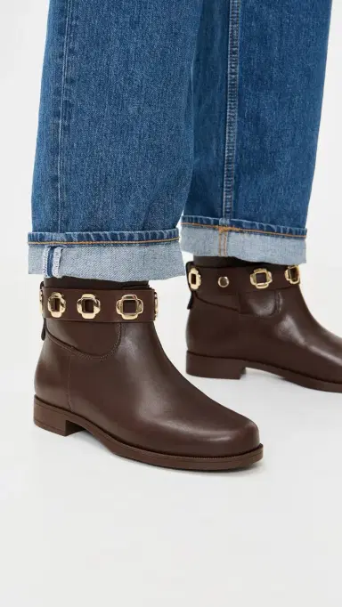 Larroudé Milan Flat Booties Brown 8 | Thumbnail 3 Larroudé Milan Flat Booties Brown 8 | Thumbnail 3