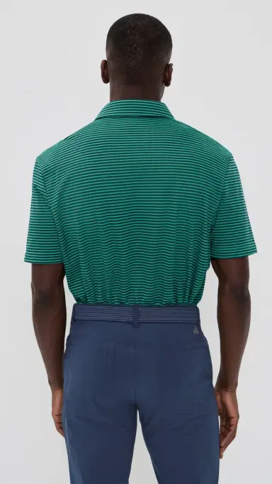 Adidas Golf Originals Stripe Pique Polo Court Green/Night Indigo L | Thumbnail 3