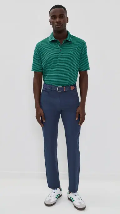 Adidas Golf Originals Stripe Pique Polo Court Green/Night Indigo L | Thumbnail 5