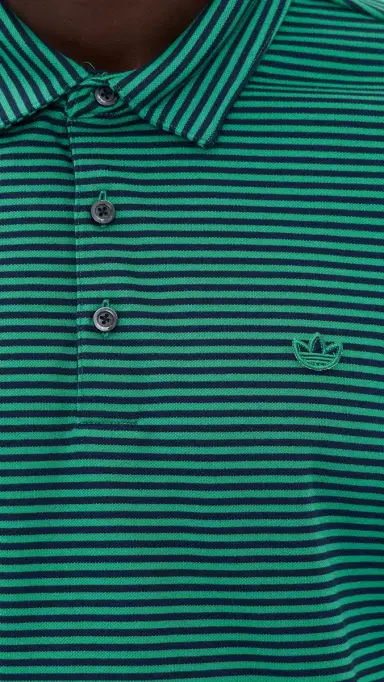 Adidas Golf Originals Stripe Pique Polo Court Green/Night Indigo L | Thumbnail 6