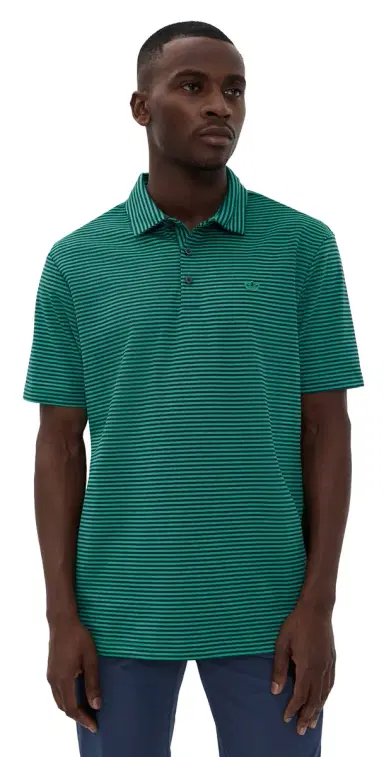 Adidas Golf Originals Stripe Pique Polo Court Green/Night Indigo L | Thumbnail 1
