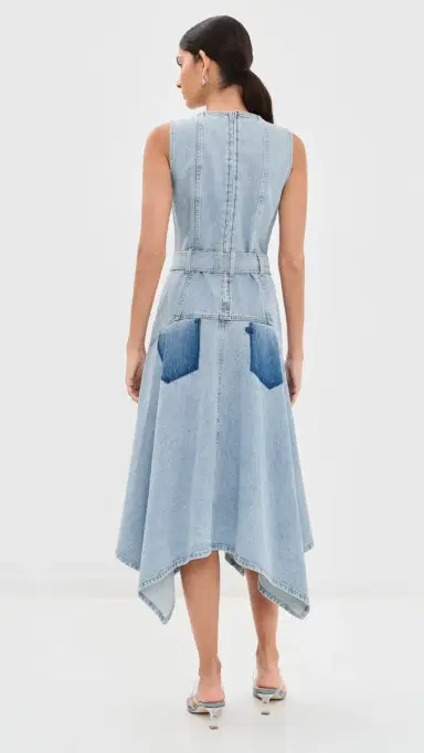 3.1 Phillip Lim Ghost Patch Sleeveless Belted Denim Dress Light Blue | Thumbnail 4 3.1 Phillip Lim Ghost Patch Sleeveless Belted Denim Dress Light Blue | Thumbnail 4