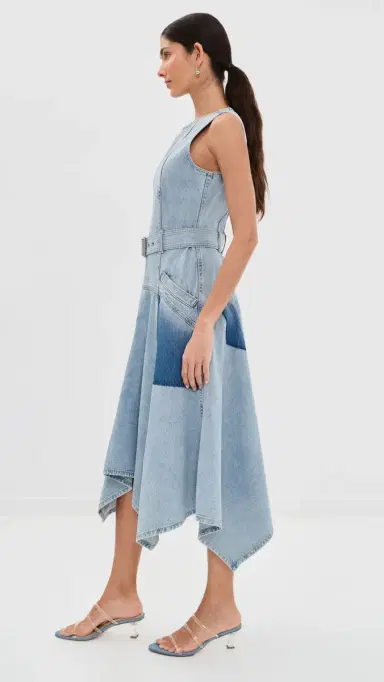 3.1 Phillip Lim Ghost Patch Sleeveless Belted Denim Dress Light Blue | Thumbnail 5 3.1 Phillip Lim Ghost Patch Sleeveless Belted Denim Dress Light Blue | Thumbnail 5