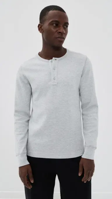 Reigning Champ Lightweight Waffle Standard Henley Hgrey | Thumbnail 2