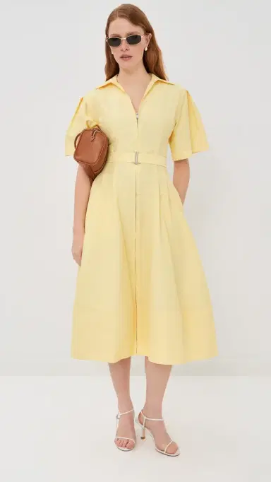 SIMKHAI Meridith Cotton Midi Dress Buttercream | Thumbnail 2